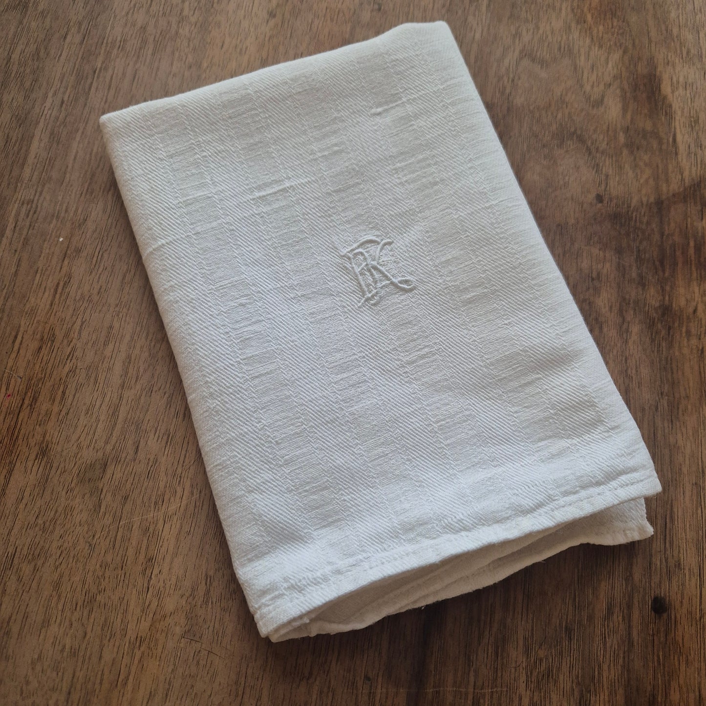 Antikes Leinen Geschirr-& Küchentuch Monogramm E.K. 46x88cm weiß