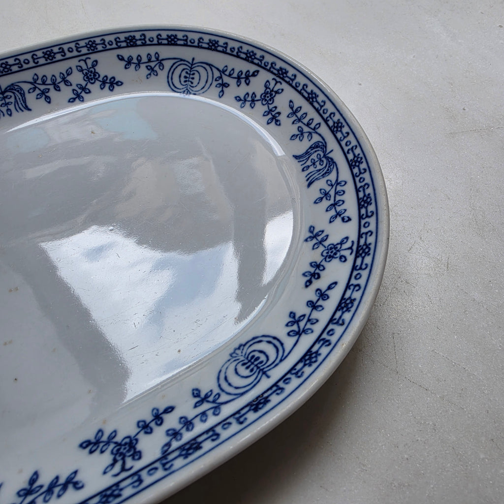 Kahla Zwiebelmuster Servierplatte – Ovale Vintage Porzellanplatte - Kobaltunterglasur