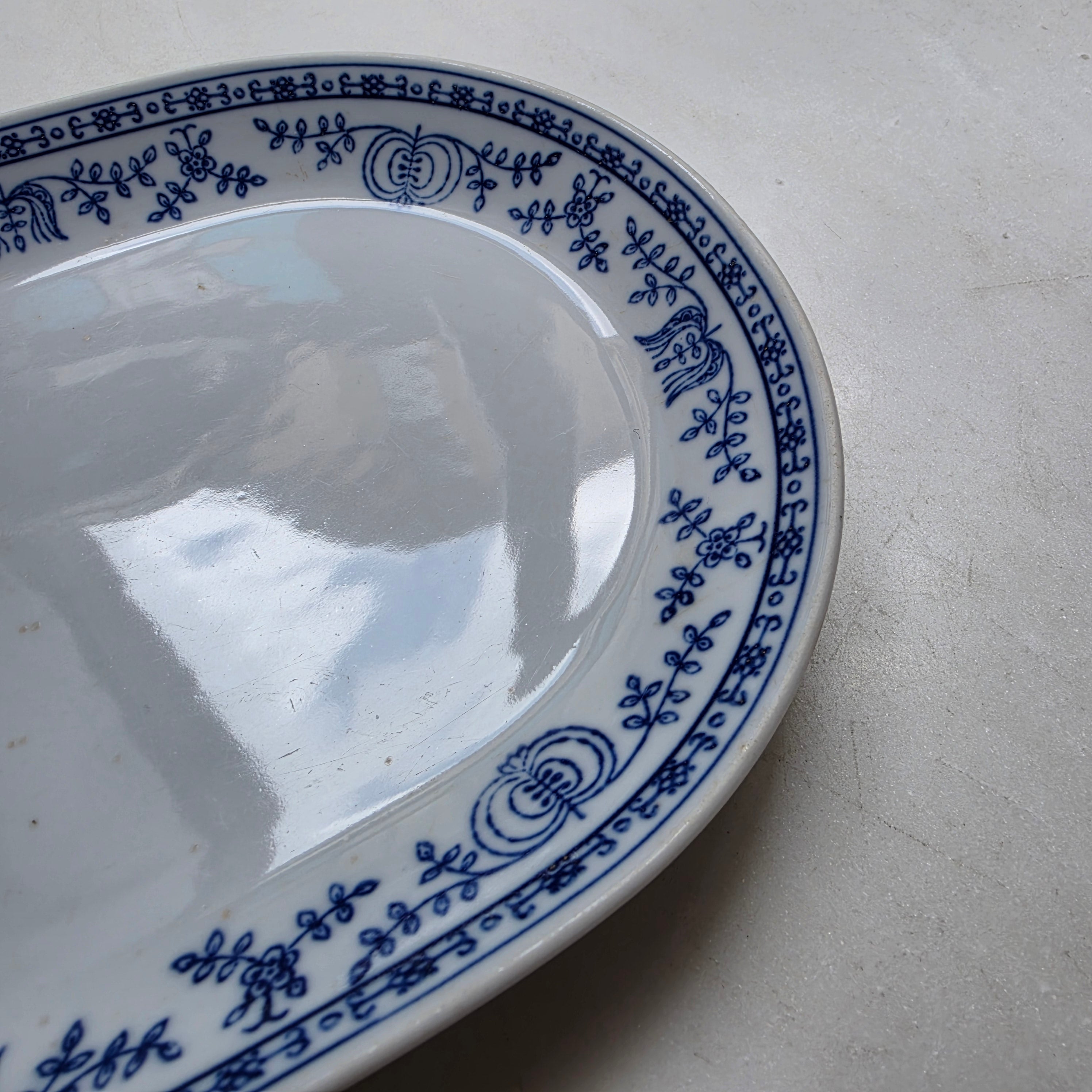 Kahla Zwiebelmuster Servierplatte – Ovale Vintage Porzellanplatte - Kobaltunterglasur
