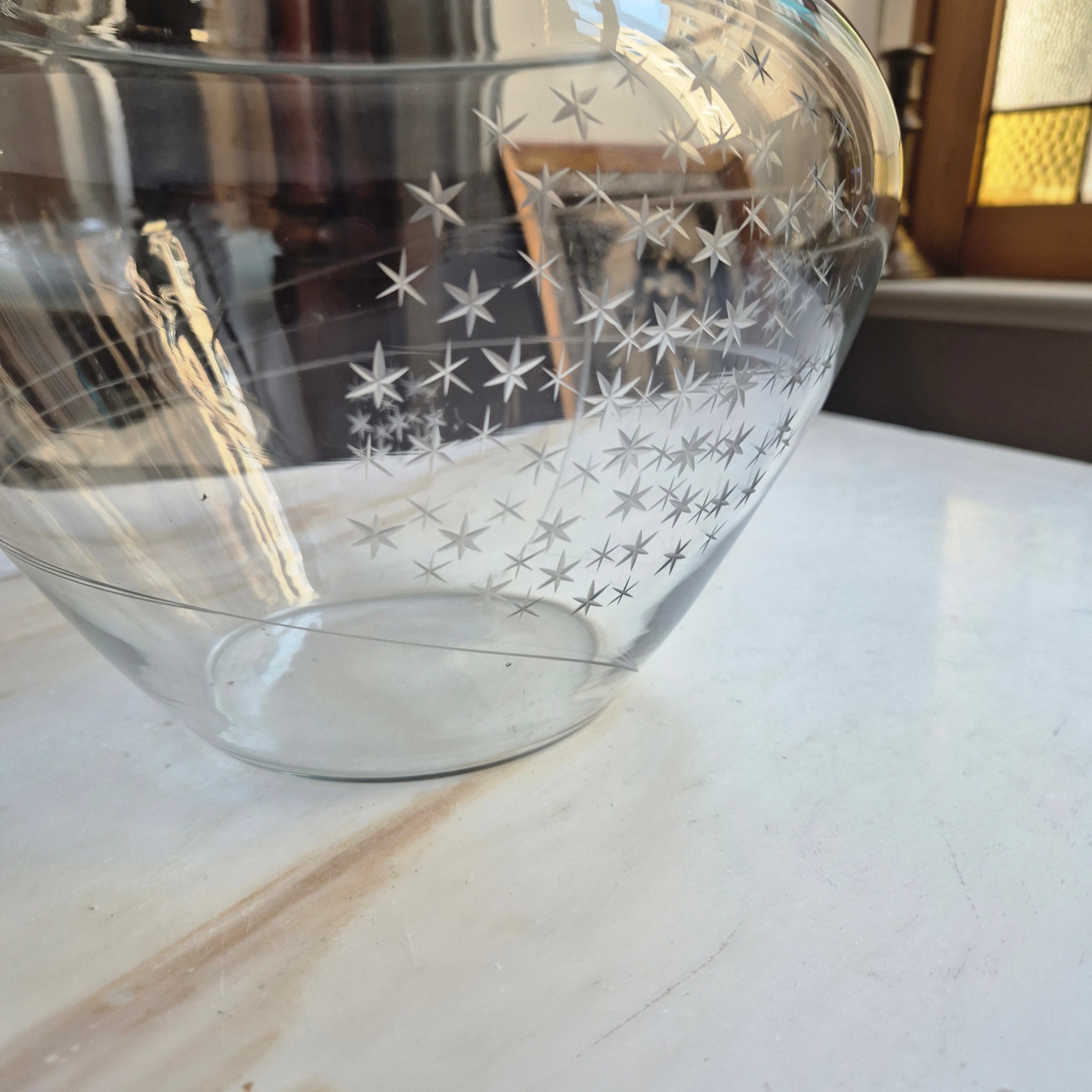 Große Vintage Glas Vase 70er Jahre Blumen
