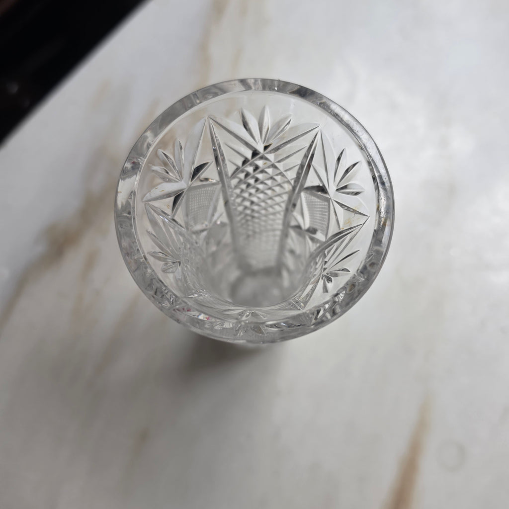 Elegante Kristallglas-Tischvase mit Brillantschliff – Vintage Deko