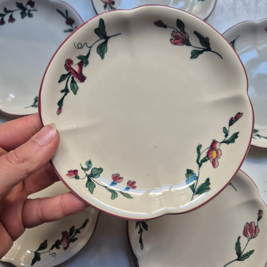 6x Vintage Zell am Harmersbach Alt Straßburg kleine Teller Keramik Blumen
