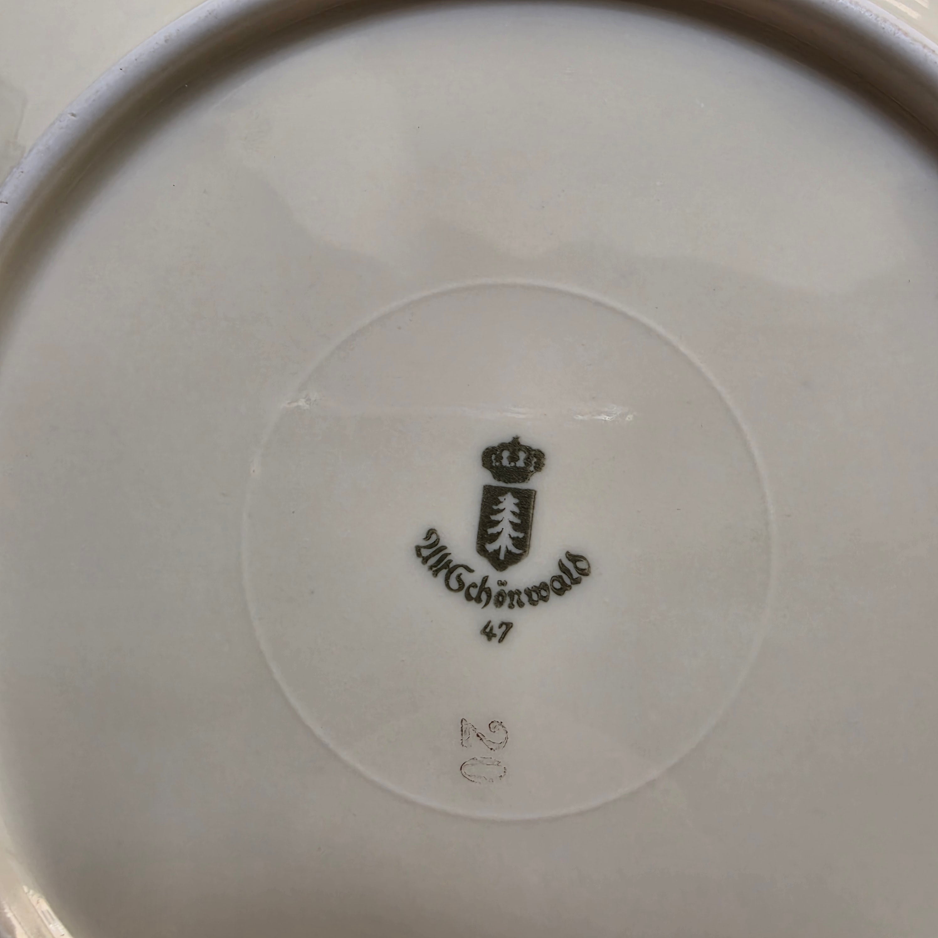 Antike Schönwald Porzellan-Essteller mit Goldrand & Muschelrelief (5er-Set) – Elfenbein/Creme (Kopie)