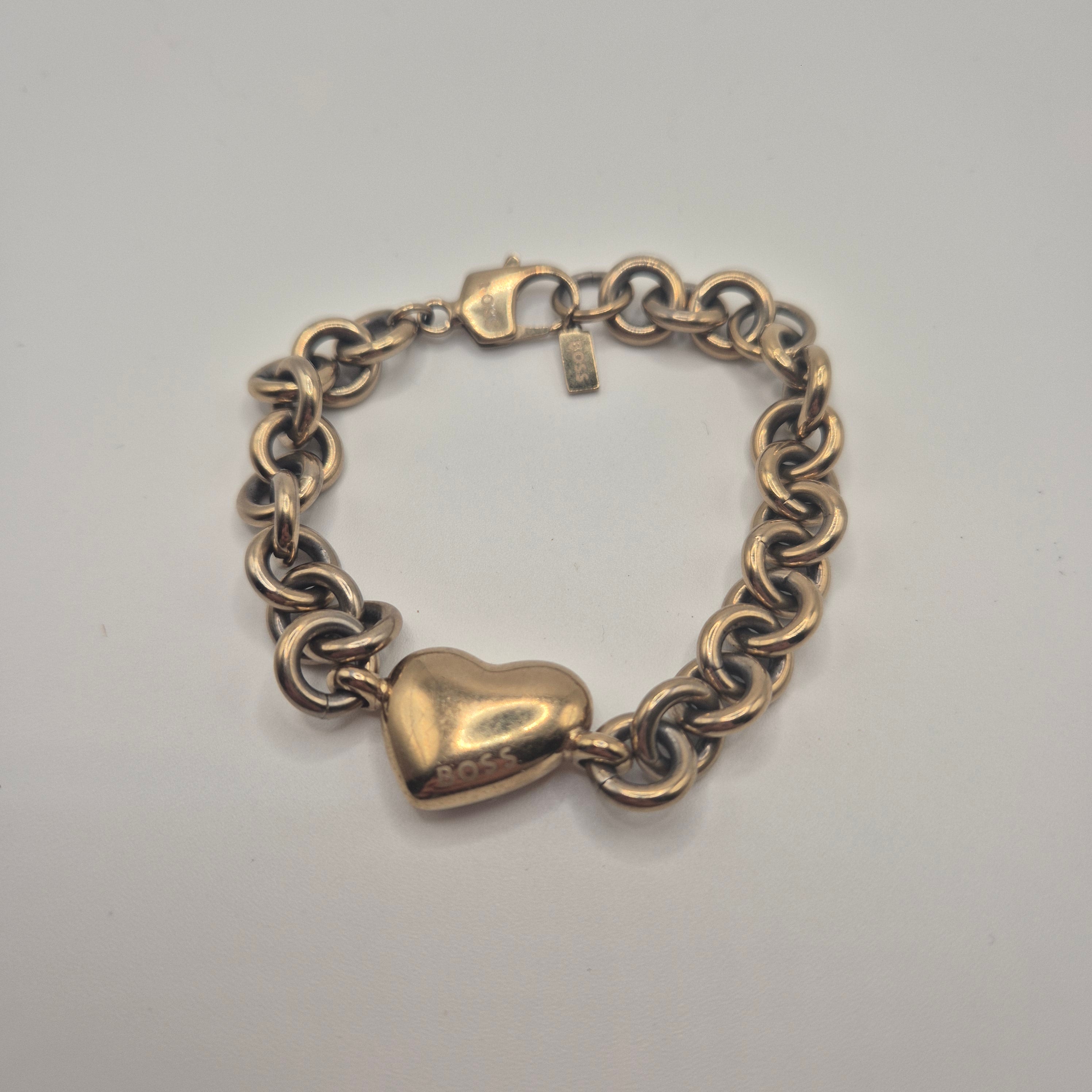Vintage BOSS Kette mit Herzanhänger – Authentischer Look