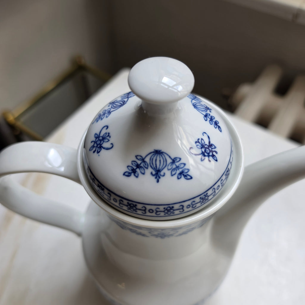 Große Vintage Kahla Zwiebelmuster Tee Kaffeekanne Kanne Vintage blau weiß