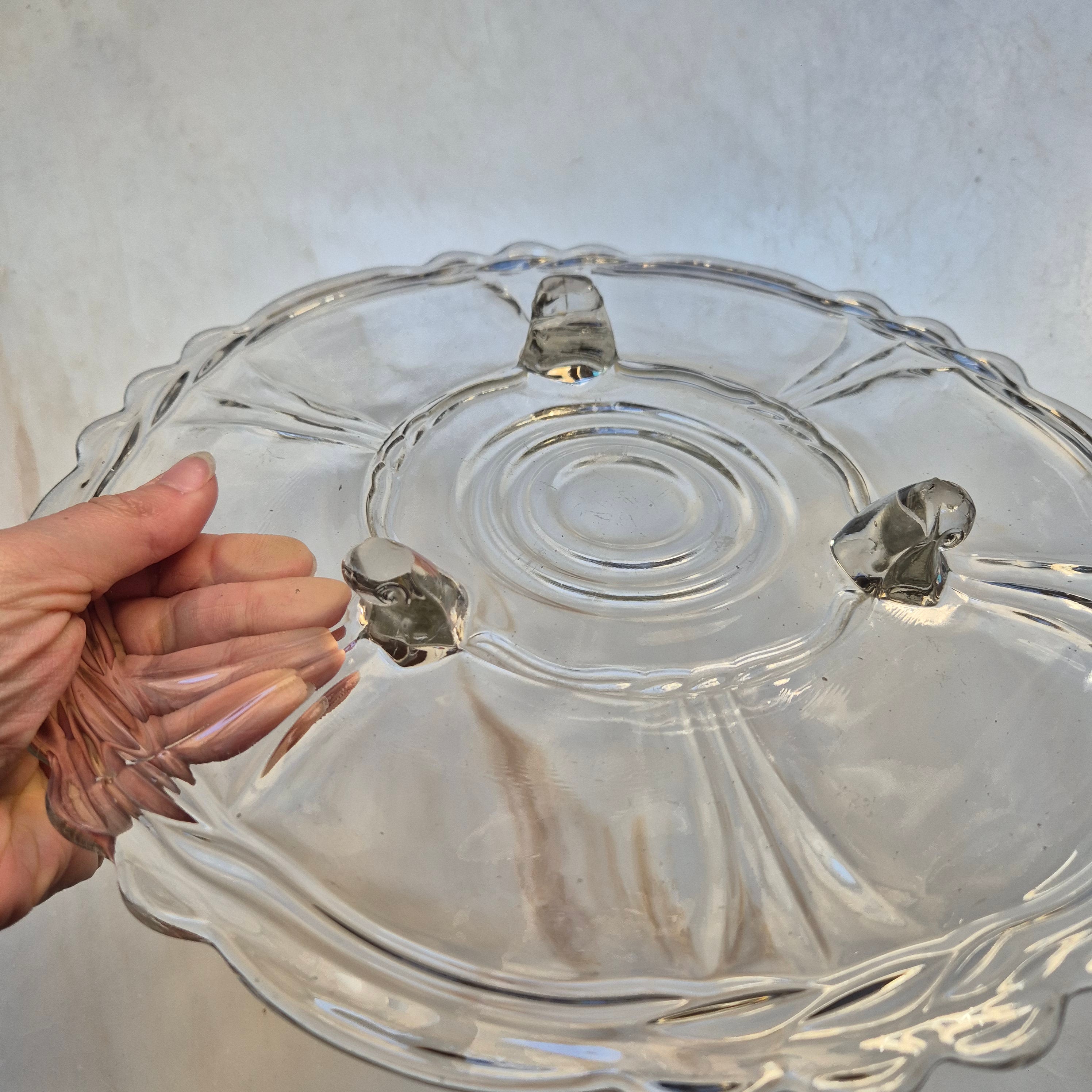 Antike Glas Vintage Kuchenplatte / Tortenplatte 50er/60er Jahre