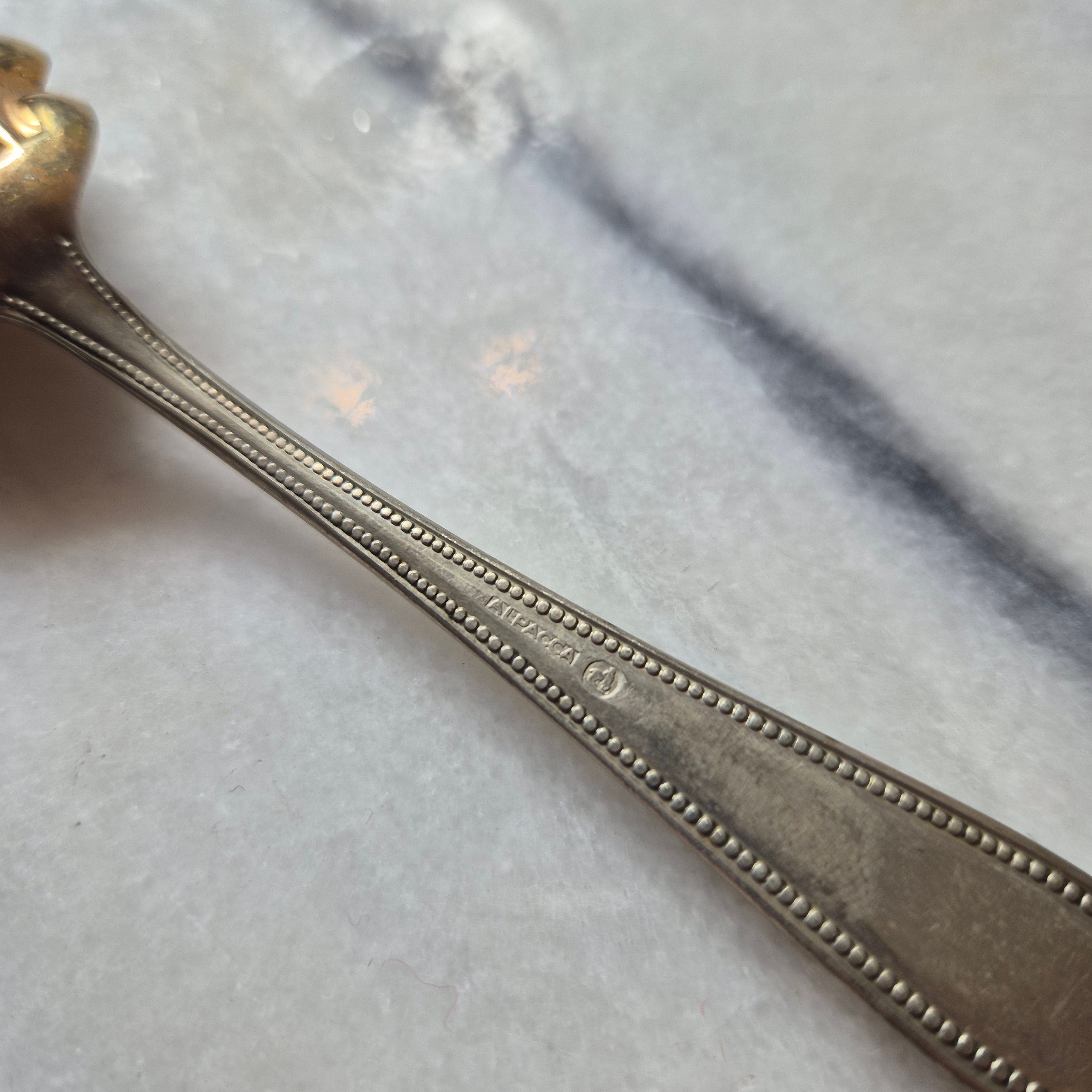 Antiker Muschelform Löffel Zuckerlöffel Alpacca Gold und Silberfarben