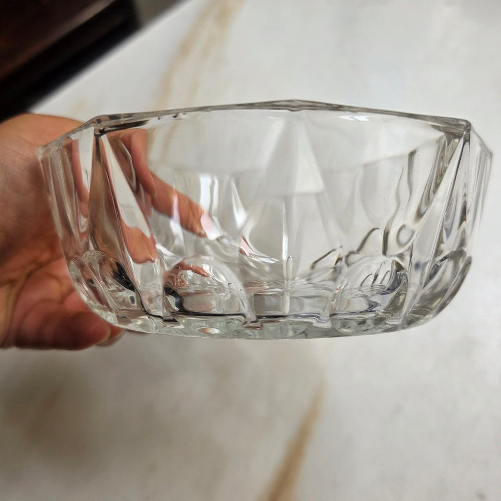 Vintage Reims France Glasschale - Dessertschale – Facettiertes Kristallglas-Design