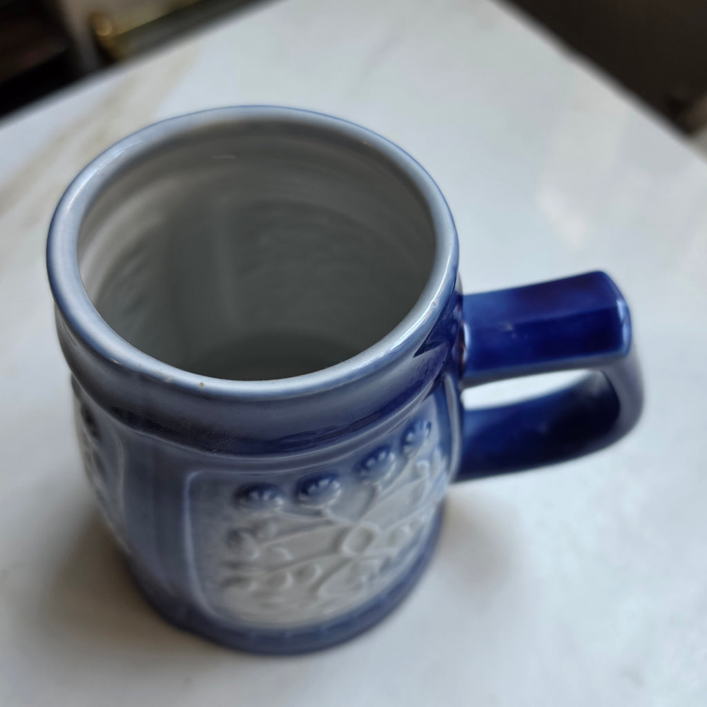 Vintage Keramik Bierkrug oder auch Vase Geschenk blau weiß