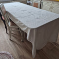 Antike große Tischdecke Baumwolle mit geklöppeltem Rand weiß 120x335cm Tafel lang 🤍