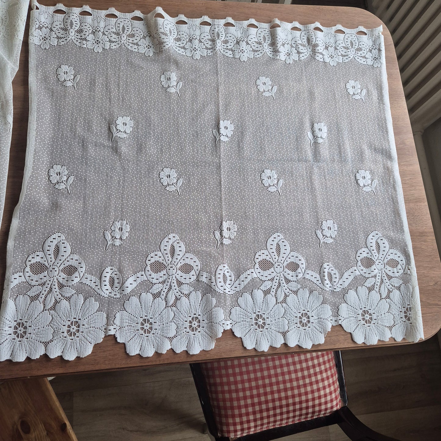 2x Vintage Scheibengardine Gardine 65x70cm für Stange Fenster Polyester