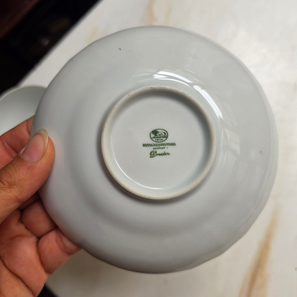 Vintage Hutschenreuther Dresden Kaffeetasse mit Untertasse – Feines Porzellan mit Blumendekor & Relief