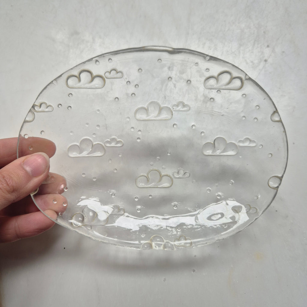 Vintage Teller klein - Oval - Wolkenmotiv