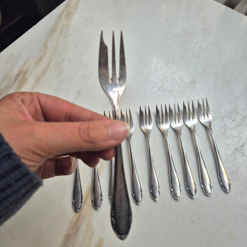 10x Vintage Chippendales Gabeln - Kuchengabeln - 90er Auflage
