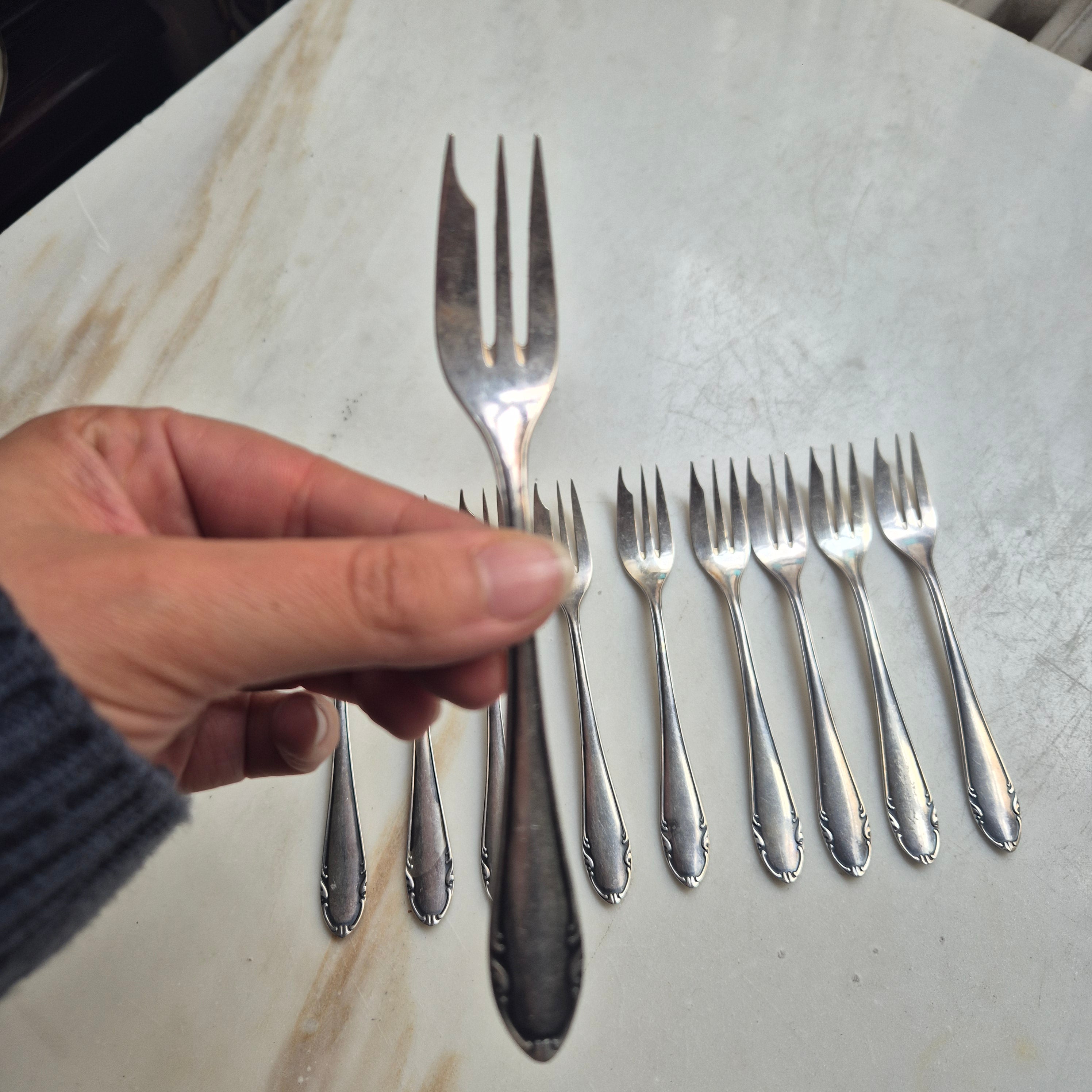 10x Vintage Chippendales Gabeln - Kuchengabeln - 90er Auflage