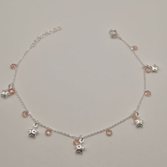 Zartes Fußkettchen Silber 925 Sterne