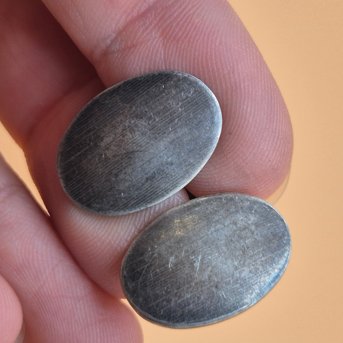 Vintage alte Manschettenknöpfe 835 echt Silber oval zum Aufpolieren!