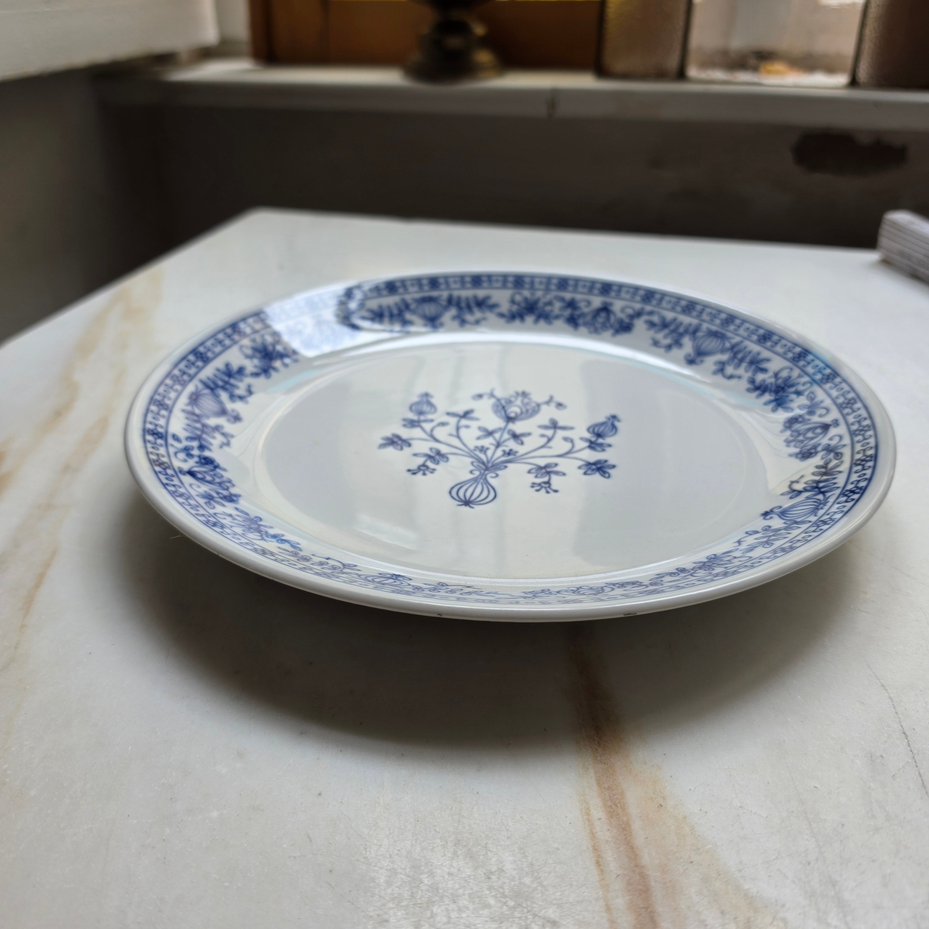 Vintage Kahla Porzellan-Teller - Klassisches Zwiebelmuster Blau-Weiß - Made in GDR / DDR