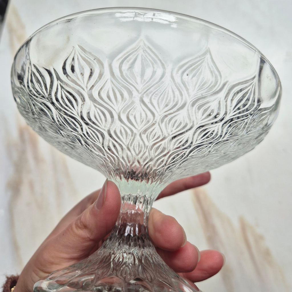 Vintage Glas Schale auf Fuß - Etagere Servierschale