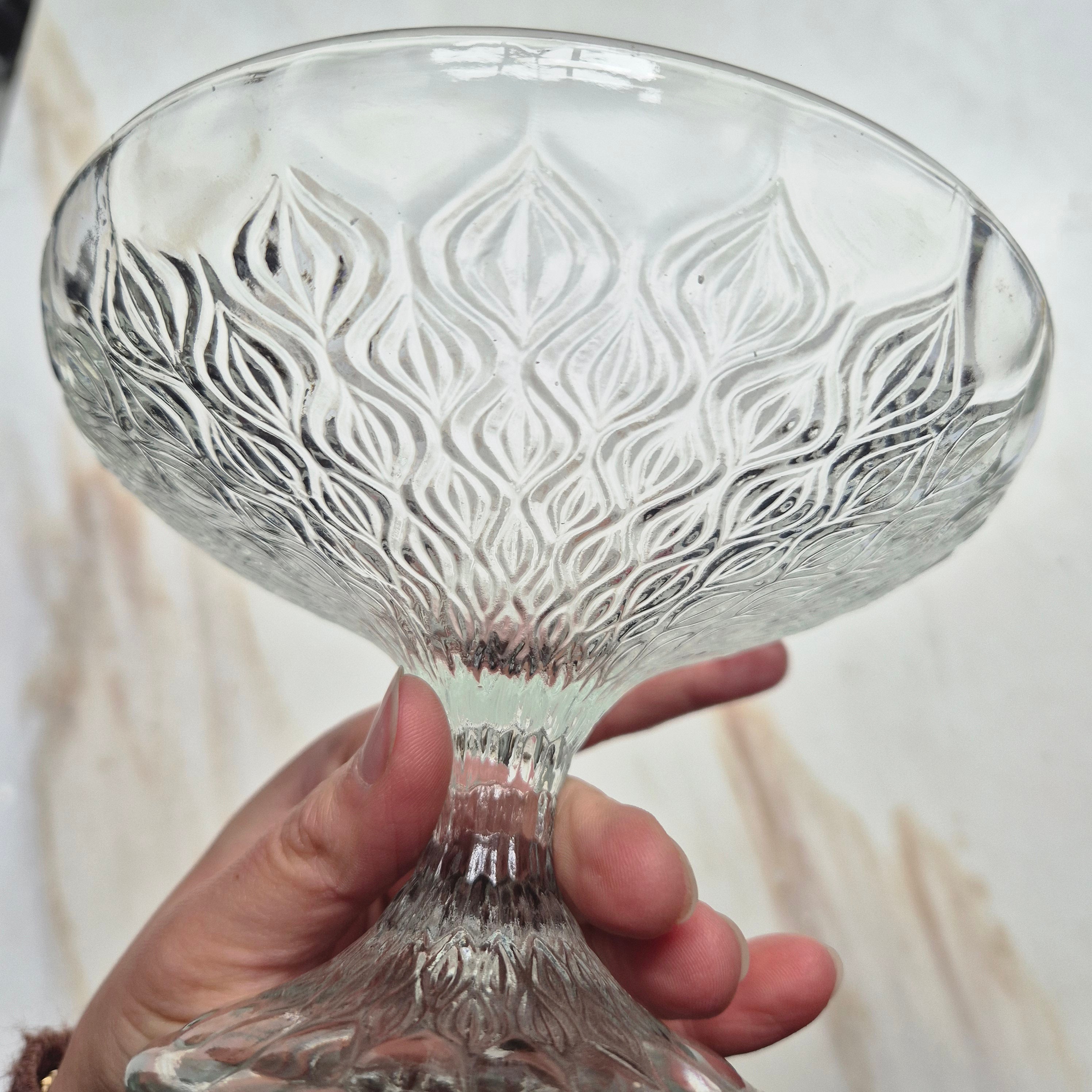 Vintage Glas Schale auf Fuß - Etagere Servierschale