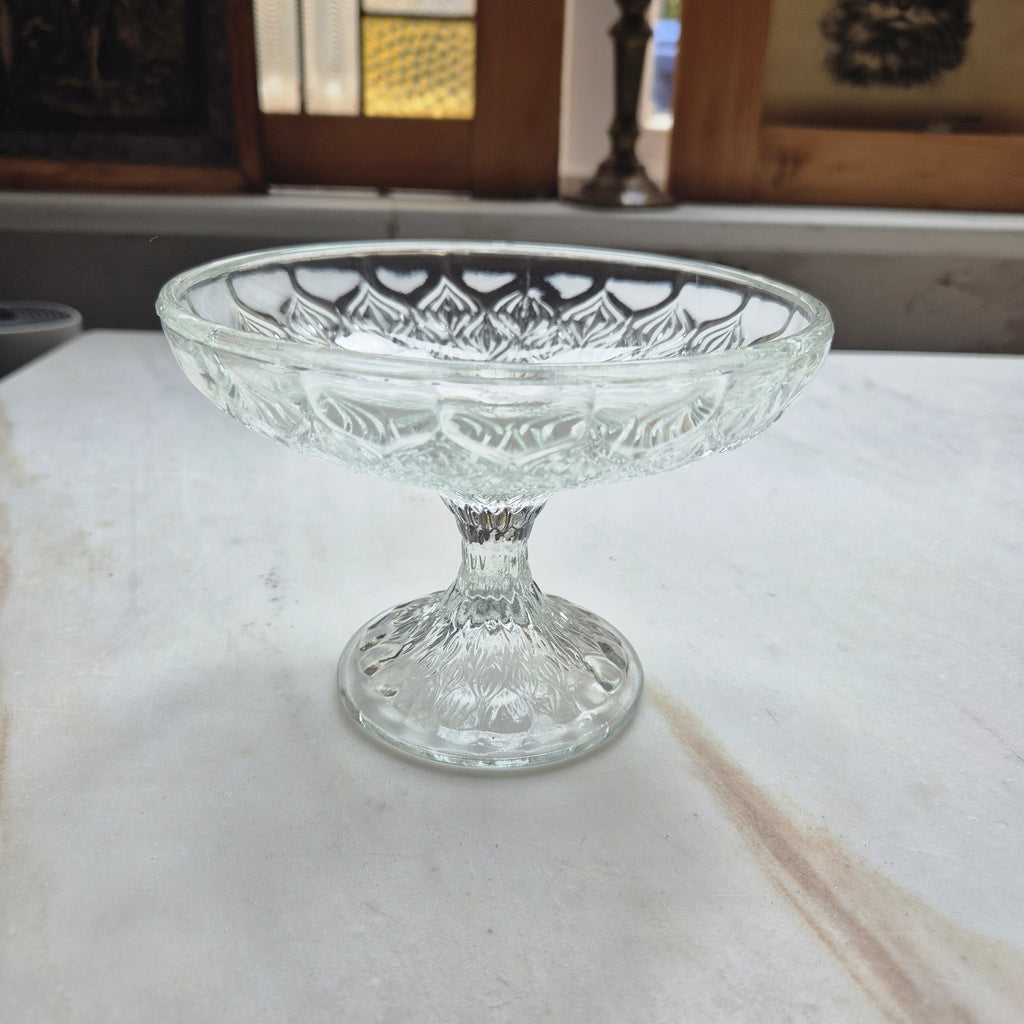 Vintage Glas Schale auf Fuß - Etagere Servierschale