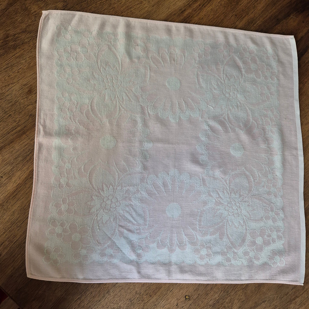 Vintage Rosa weiß Damast Baumwolle Serviette 45x47cm