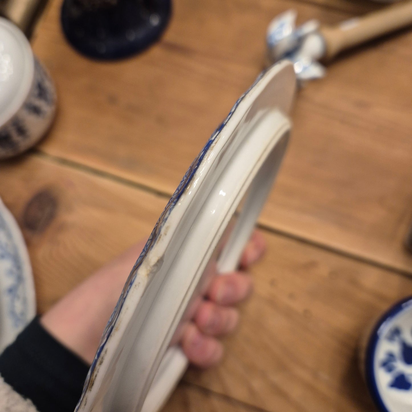 Antiker Kannen Untersetzer China-Blau Porzellanblau weiß wie Sorau