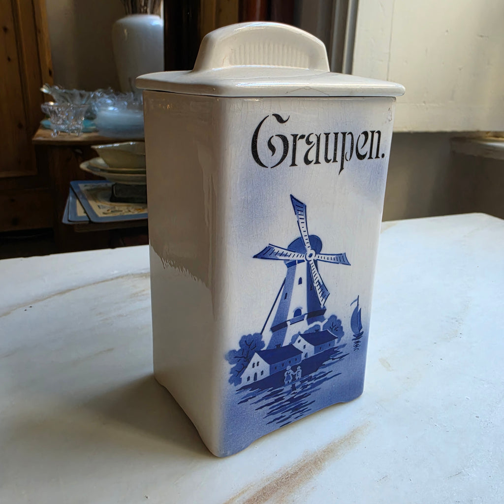 Antike Vorratsdose Jugendstil Keramik "Zucker" oder "Graupen" um 1930
