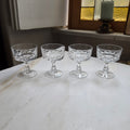 4er-Set Vintage Kristall-Likörgläser - Aperitifgläser mit Diamantschliff & Sechskant-Stiel