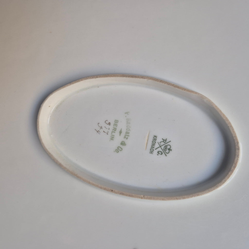 Antike Rosenthal Servierplatte - Fleischplatte – Kronach Bavaria mit Golddekoration & Rosendekor (P. Raddatz & Co. Berlin Stempel, ca. 1901–1920)