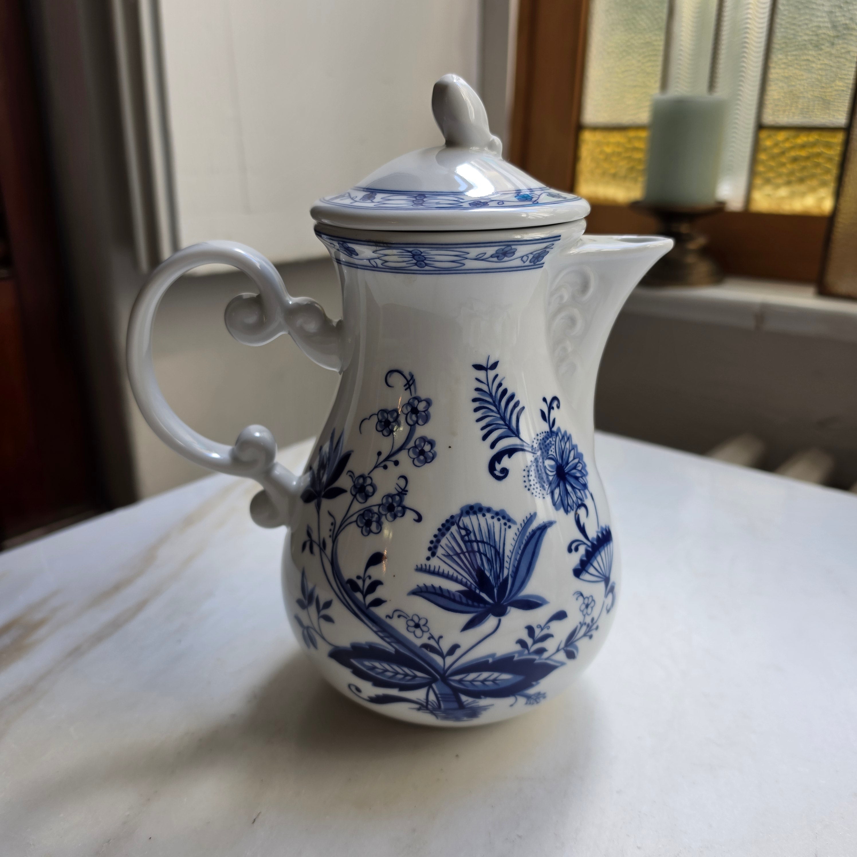 Wellco Design Krefeld Zwiebelmuster Kaffeekanne Kanne Tee Vintage blau weiß