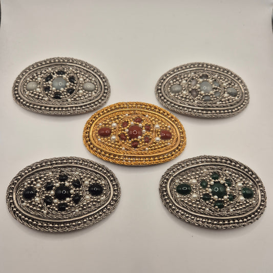 Vintage Gürtelschnalle Trachtenschnalle Taillengürtel 80er Jahre Handmade grün silber schwarz gold braun