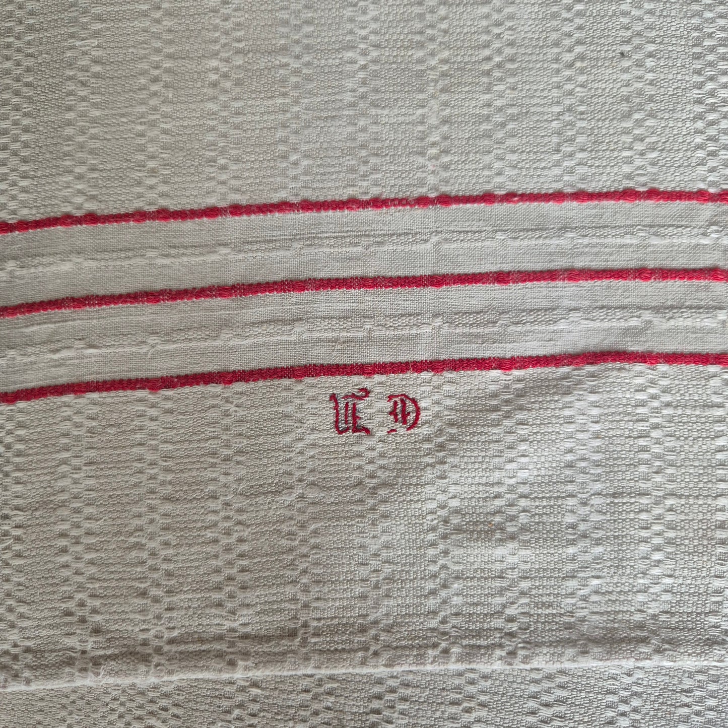 2x Antike Jugendstil Küchen-& Geschirrtücher Leinen cremeweiß Monogramm E.D. 🤍