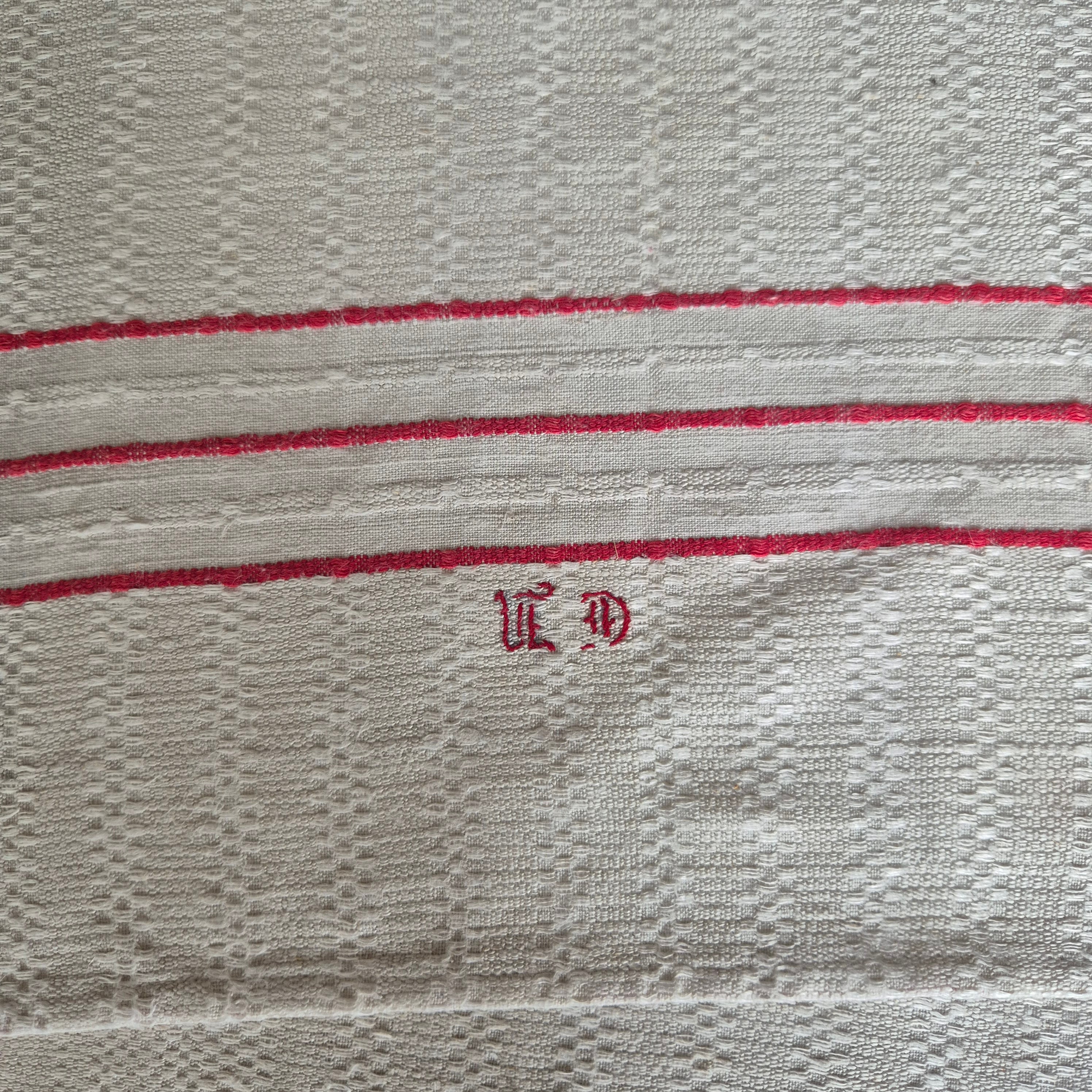 2x Antike Jugendstil Küchen-& Geschirrtücher Leinen cremeweiß Monogramm E.D. 🤍