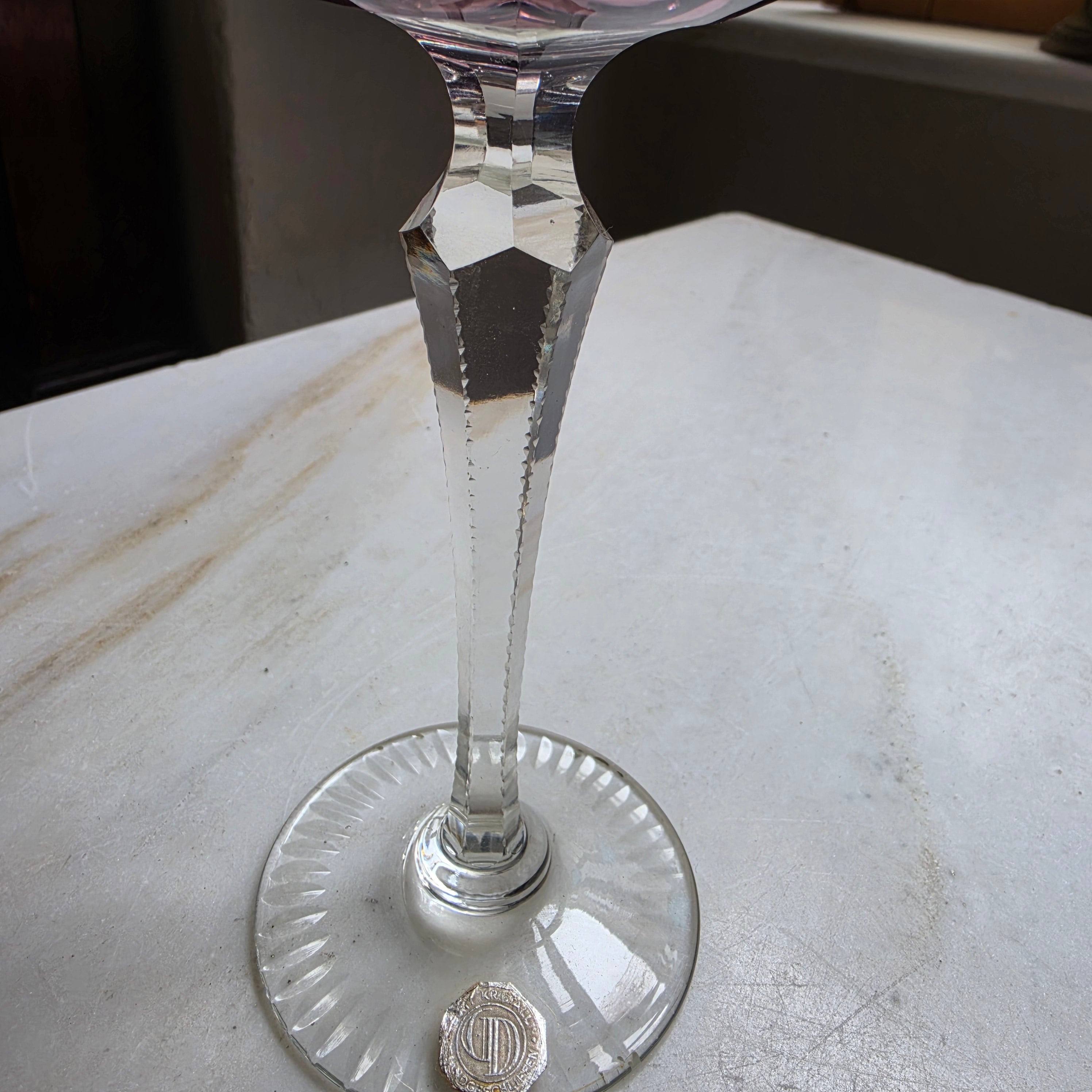 Vintage Bleikristall Römerglas - Weinglas – Amethyst - Violett mit Prunkschliff (Handgeschliffen)