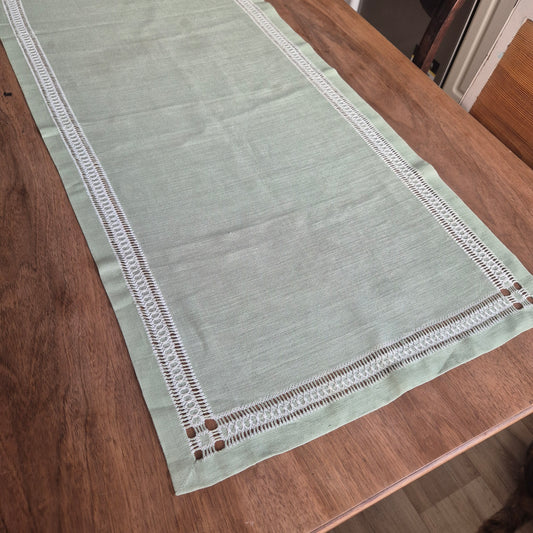 Antike Handgemachte Baumwolle Tischläufer Mintgrün 50x105cm