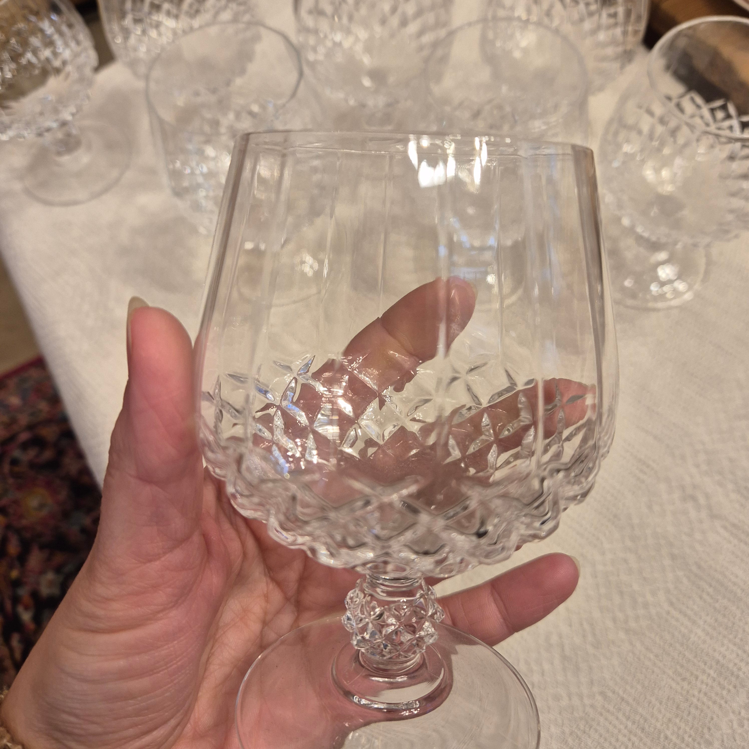 Vintage Kristalloptik Cognac, Wein Gläser - Brandy Bourbon Ballon Retro 50er Jahre
