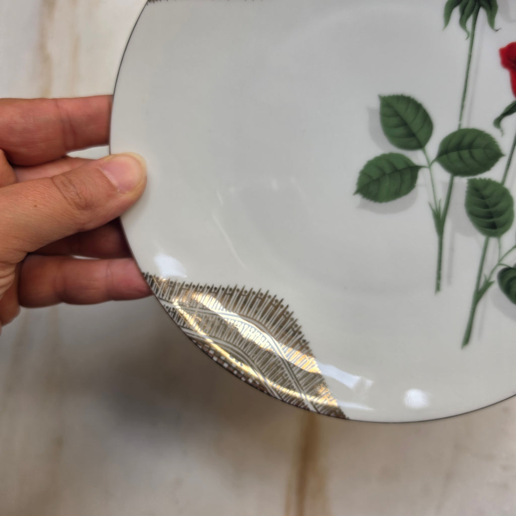 Vintage Mitterteich Bavaria Porzellanteller mit Rosen & Goldverzierung – Mid-Century
