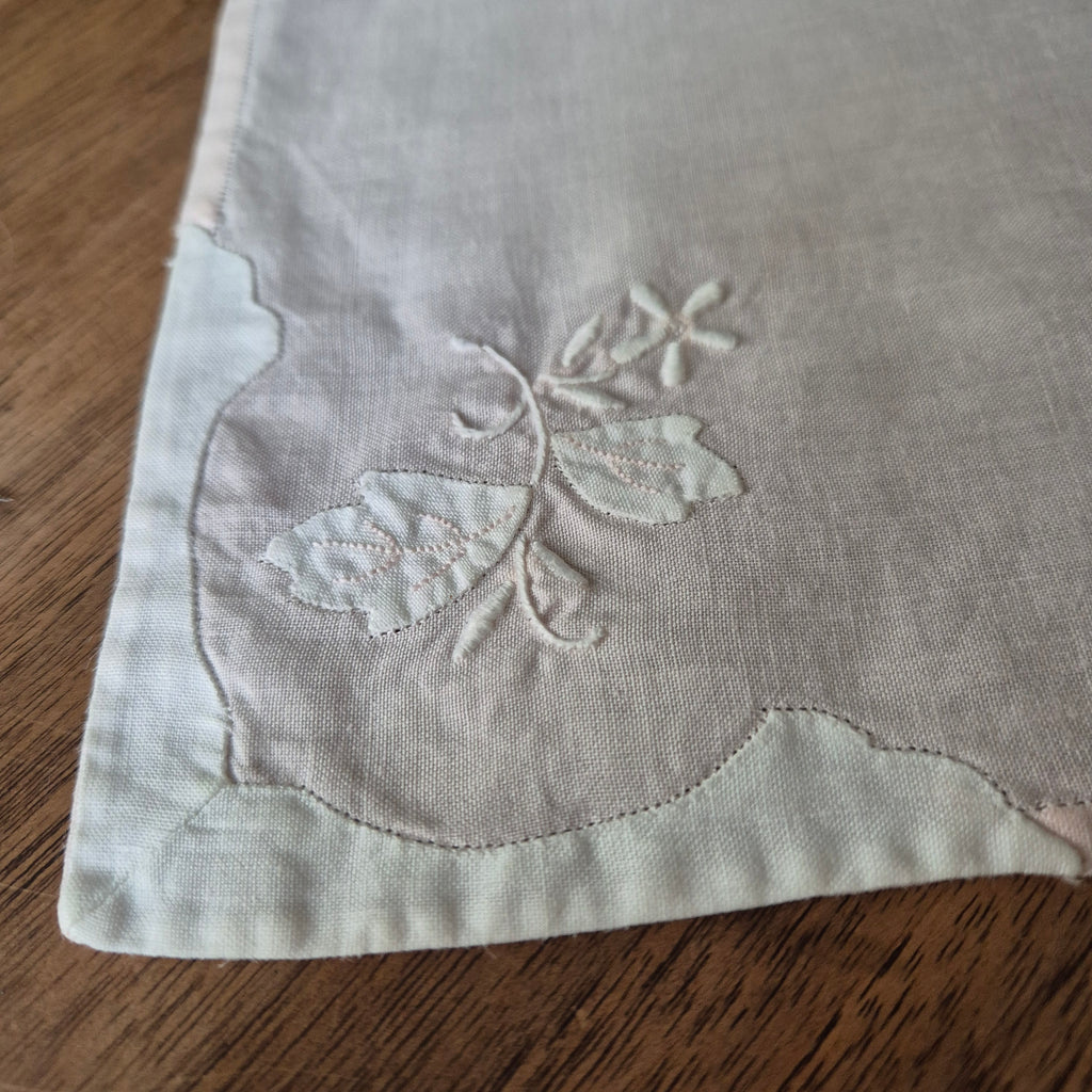 Vintage Baumwolle Serviette rosa weiß 43x43cm