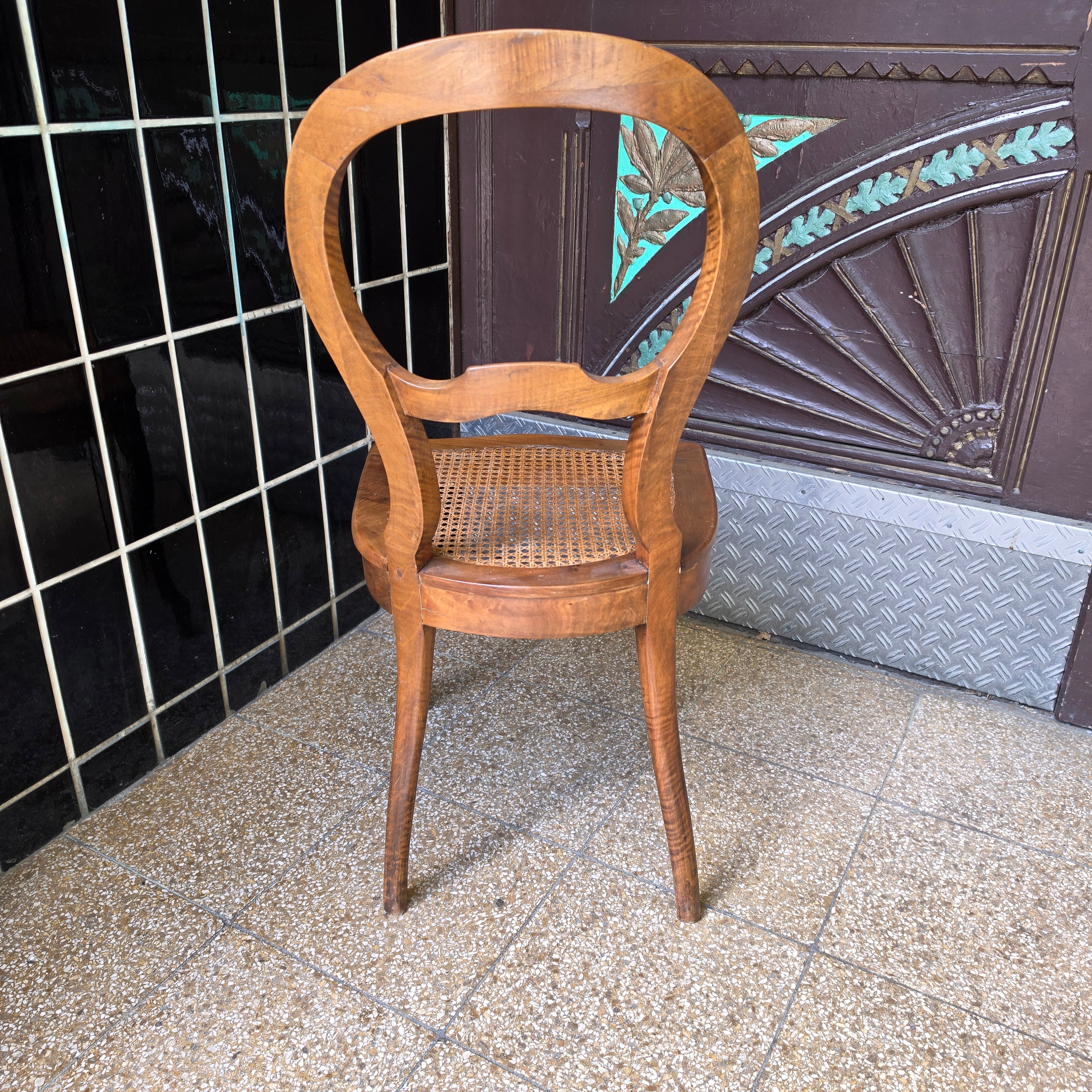 Antiker Stuhl Chippendale Stil - Eichenholz - Wiener geflecht