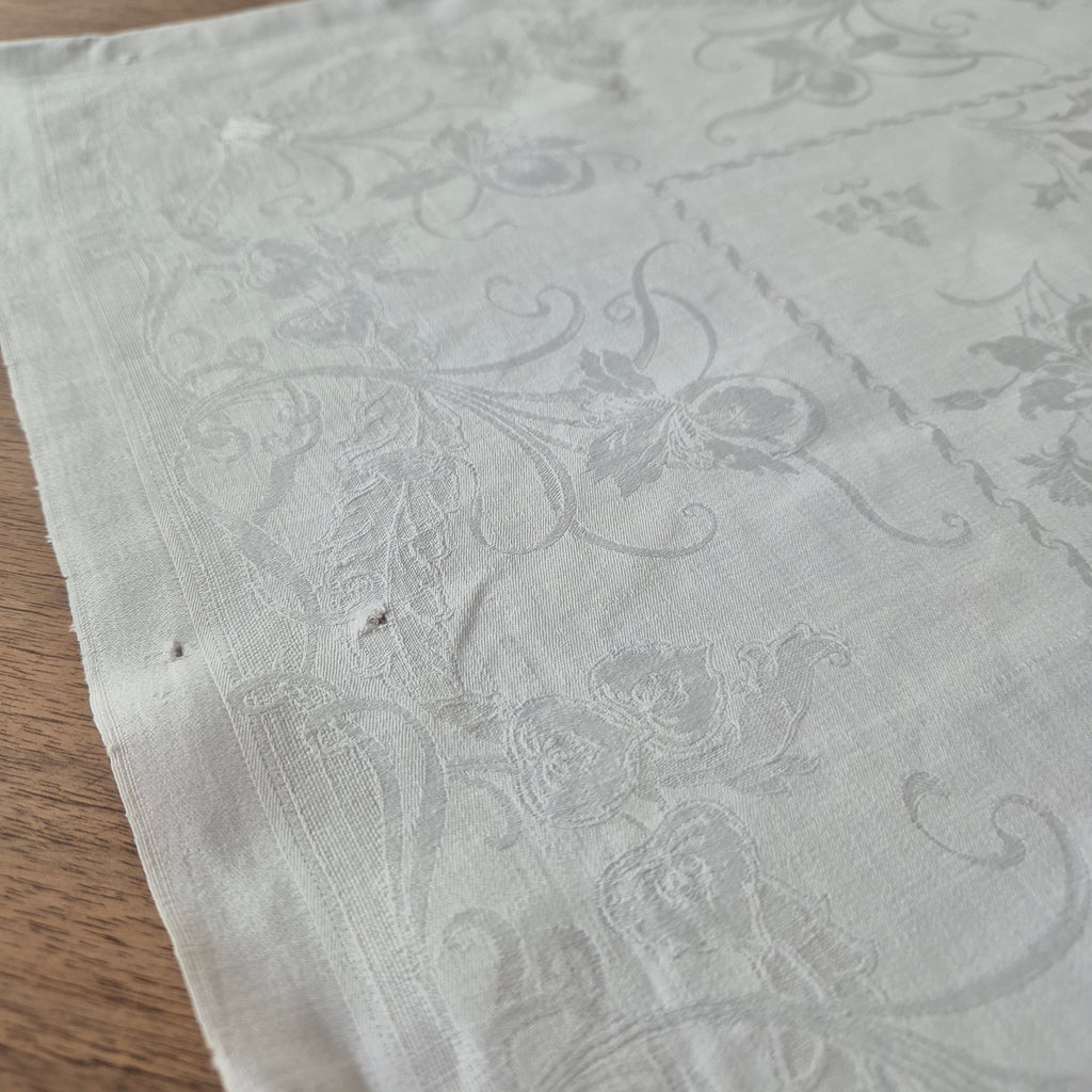 Antike Jugendstil Serviette Damast Baumwolle Monogramm M.weiß 71x68cm