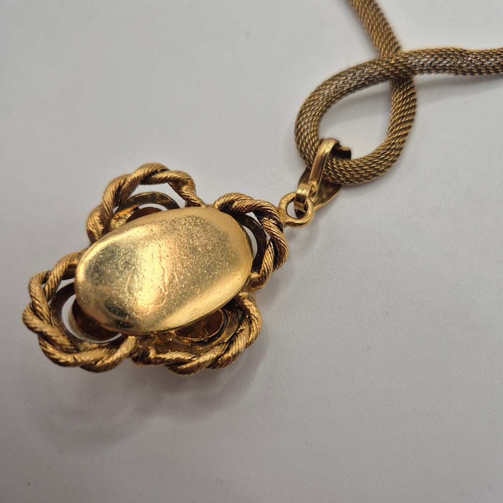 Vintage Halskette mit Anhänger edel Unikat Handmade 80er Jahre goldfarebnd Traubenform