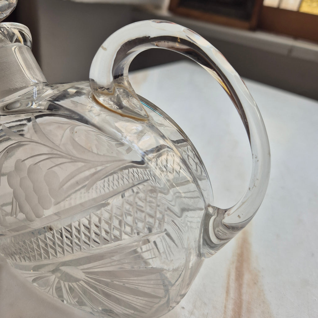 Vintage Glas Kristall Karaffe mit Traubenmotiv Traubenmotiv