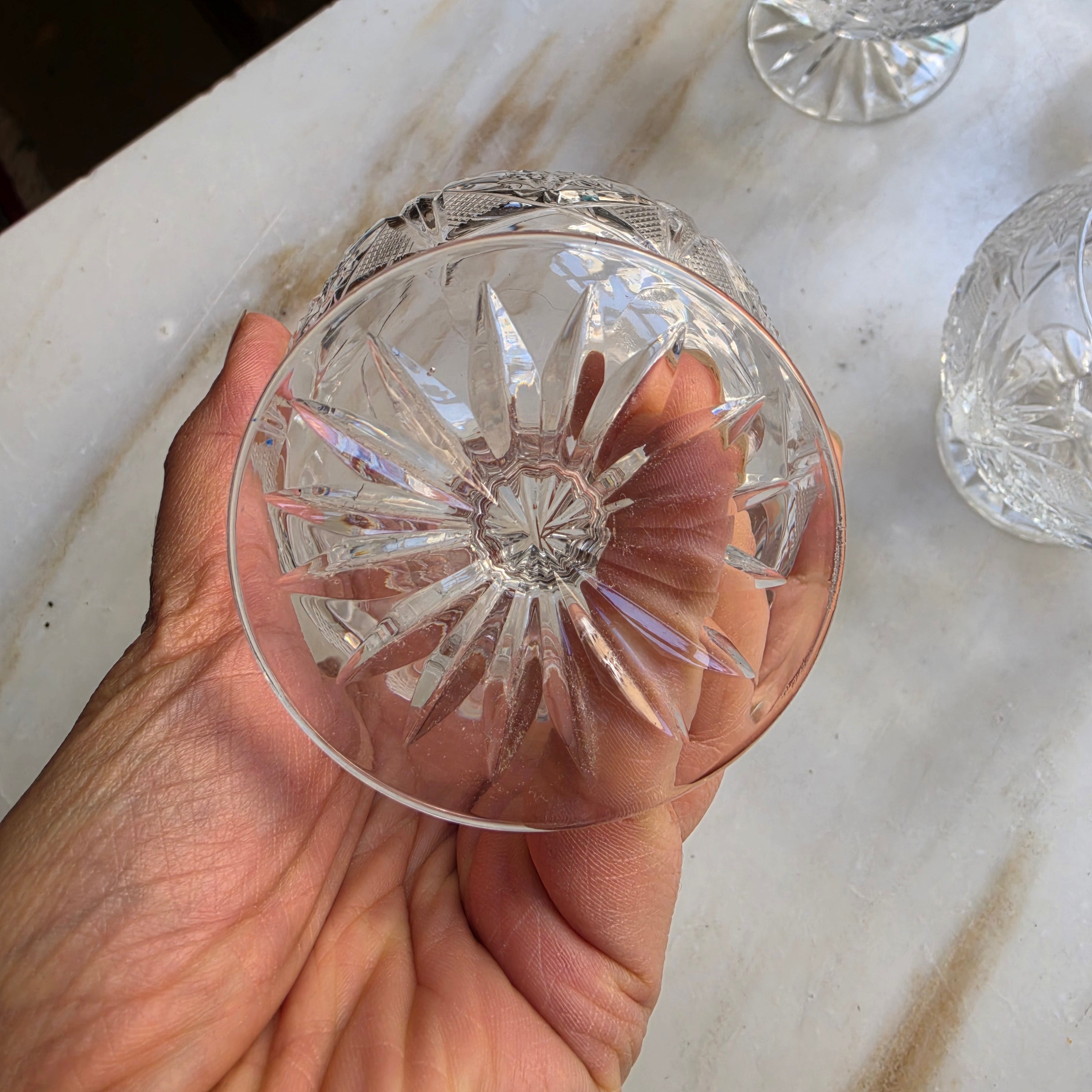 5x Vintage Bleikristall Cognacschwenker – Edler Diamant- und Sternenschliff