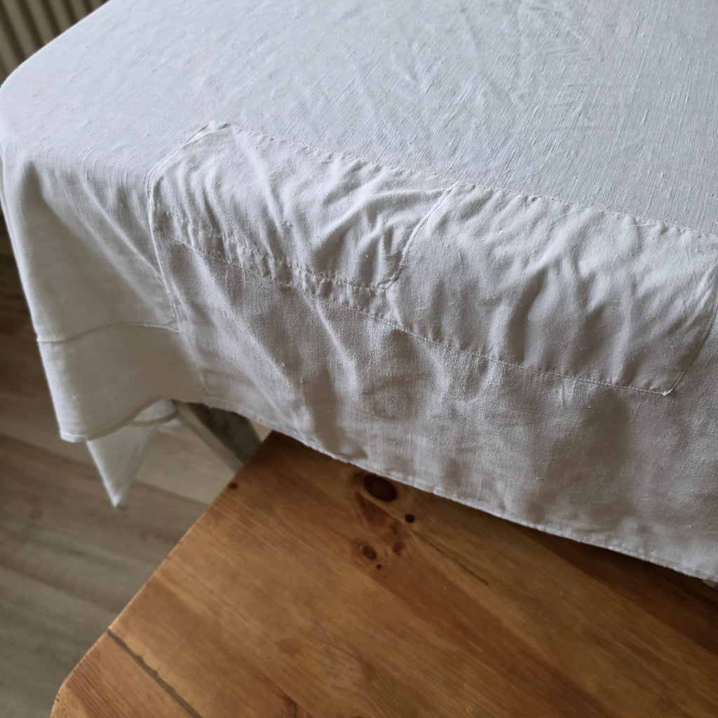 Antike Leinentischdecke mit Monogramm & Charme - Shabby Chic - Wabi-Sabi - 215x140cm