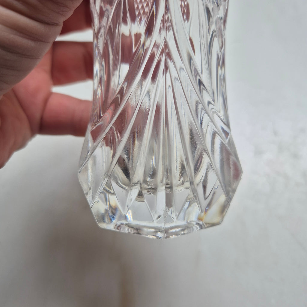 Wunderschöne Vintage Kristalloptik Glas Vase transparent