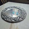 Vintage Metall Platte - Kerzenplatte - mit Blumereliefrand