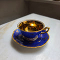 Edle Vintage Mokkatasse mit Untertasse – Kobaltblau & Innenvergoldung (Austria Porzellan)