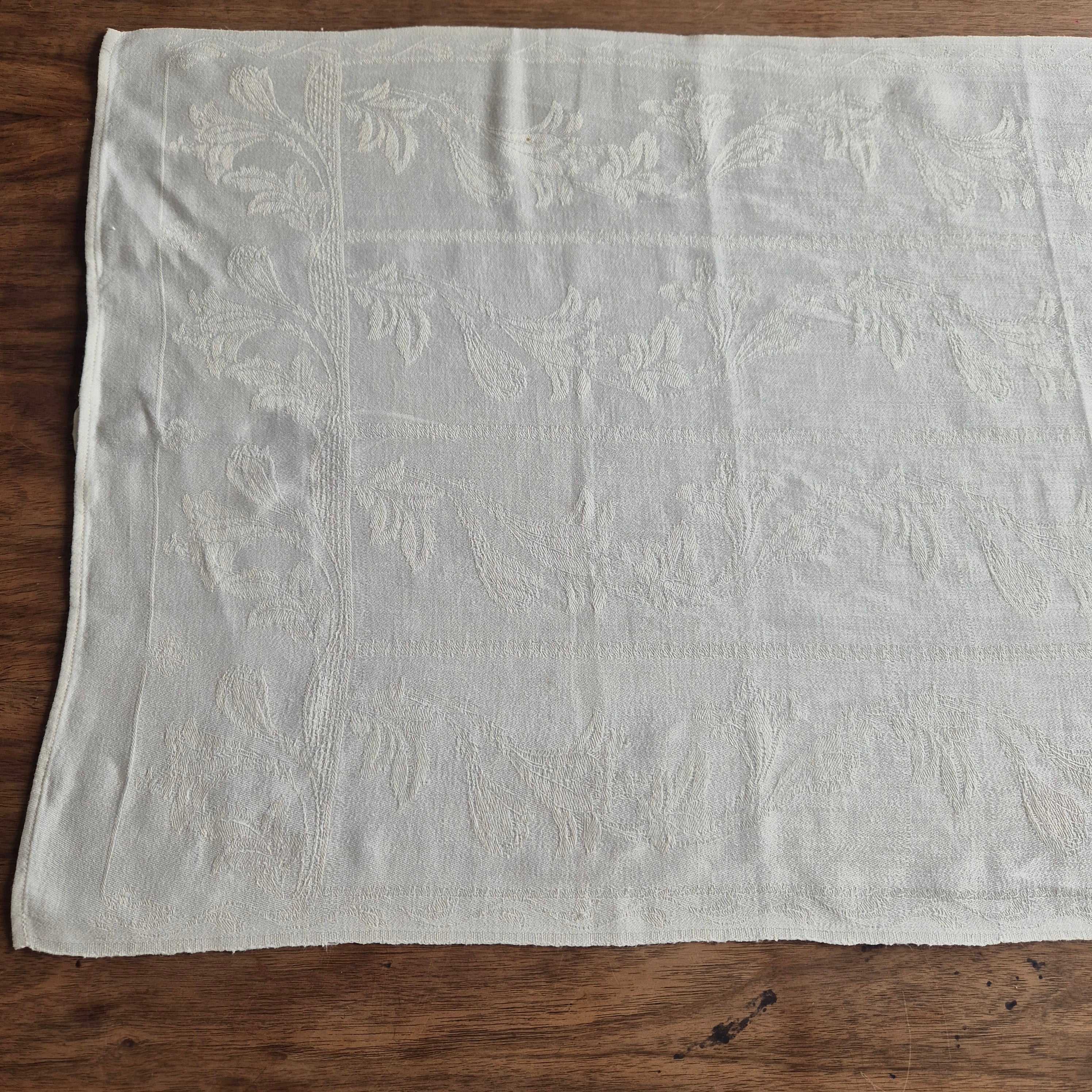 2x Antike Jugendstil Küchen-&Geschirrtücher Damast cremeweiß Monogramm E.Z. 🤍