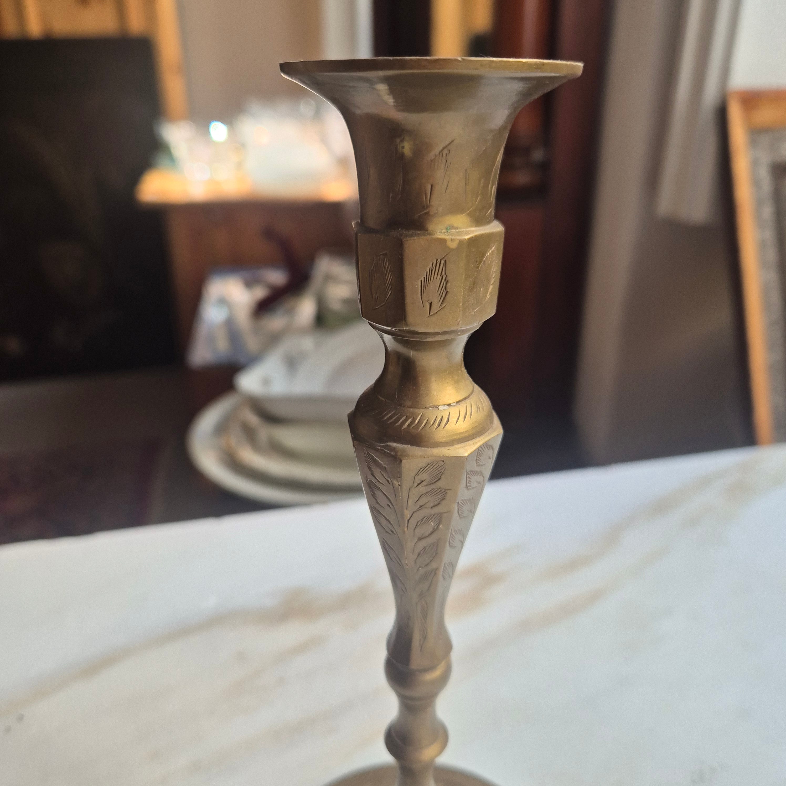 2x Vintage Indische Messing Kerzenhalter